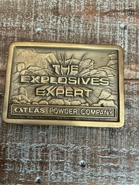 'The Explosives Expert' Brass Belt Buckle - Gold Tone